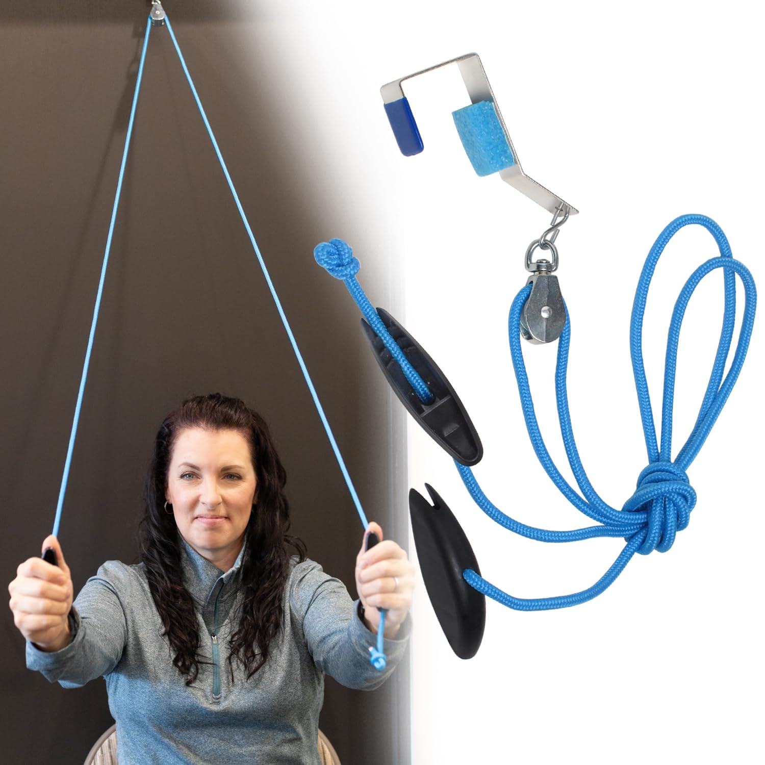 RangeMaster BlueRanger Over the Door Shoulder Pulley Pulley for Physical Therapy Aids Pain Free Range of Motion in