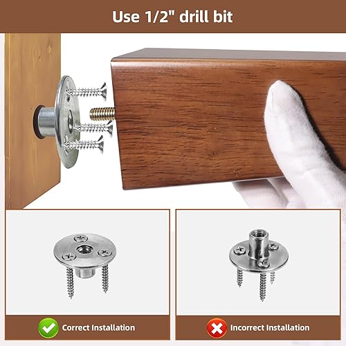 Miniatura 8 de WEKIS Patas de madera maciza para muebles de 4 pulgadas, madera natural de mediados de siglo, patas cuadradas marrones de repuesto para muebles para