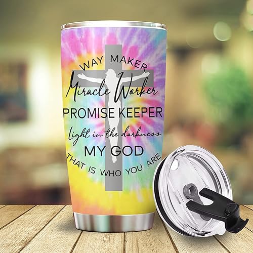 Waymaker Miracle Worker Promise Keeper My God Bible - Vaso cristiano para mujeres, mamá, esposa, regalos de Navidad, regalos de cumpleaños para