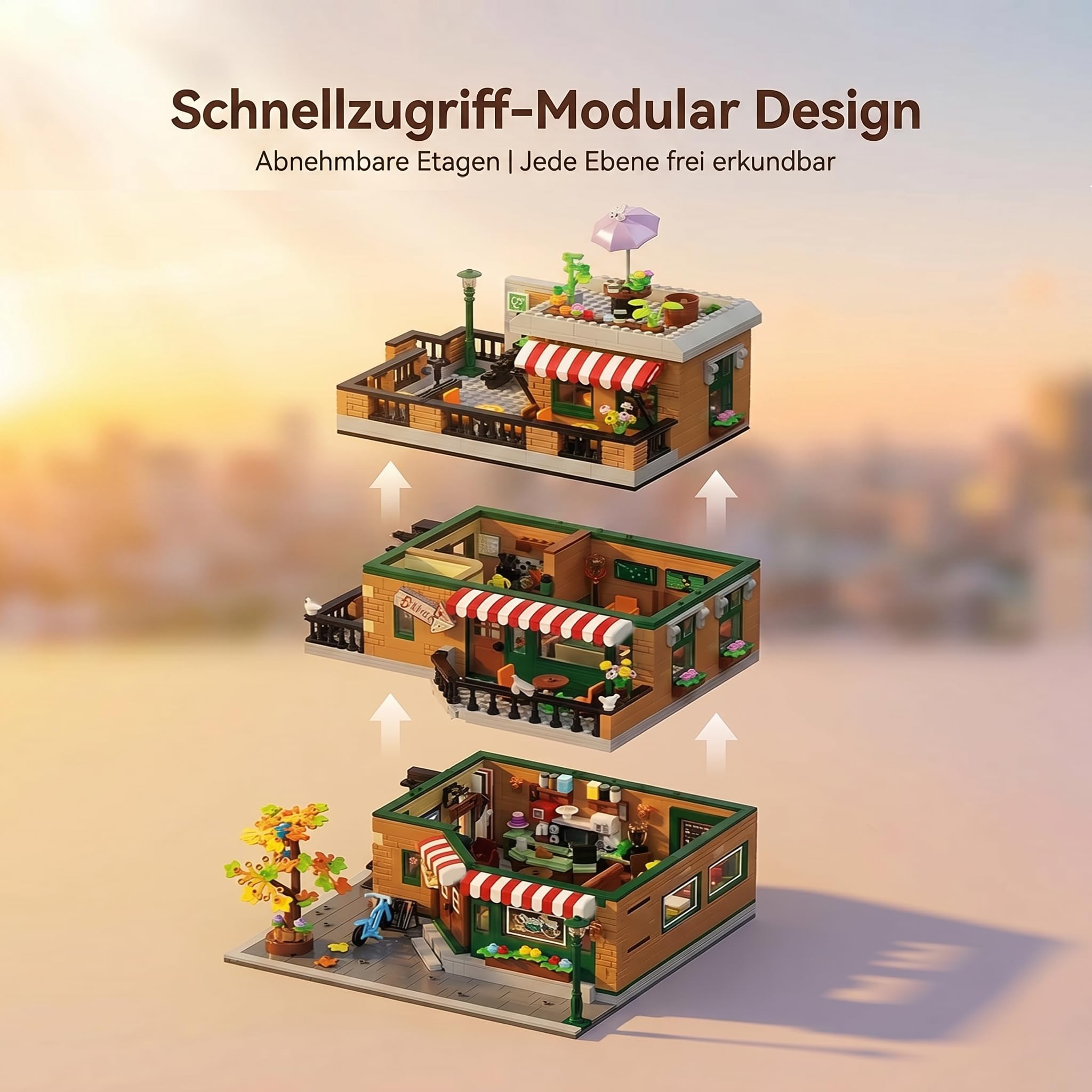 Friends Coffee Shop Klemmbausteine - 3570 Teile City Central Cafe Haus Modular Building, Dreistöckiges Architektur Bauset für Erwachsene Kompatibel mit Barweer BWR102