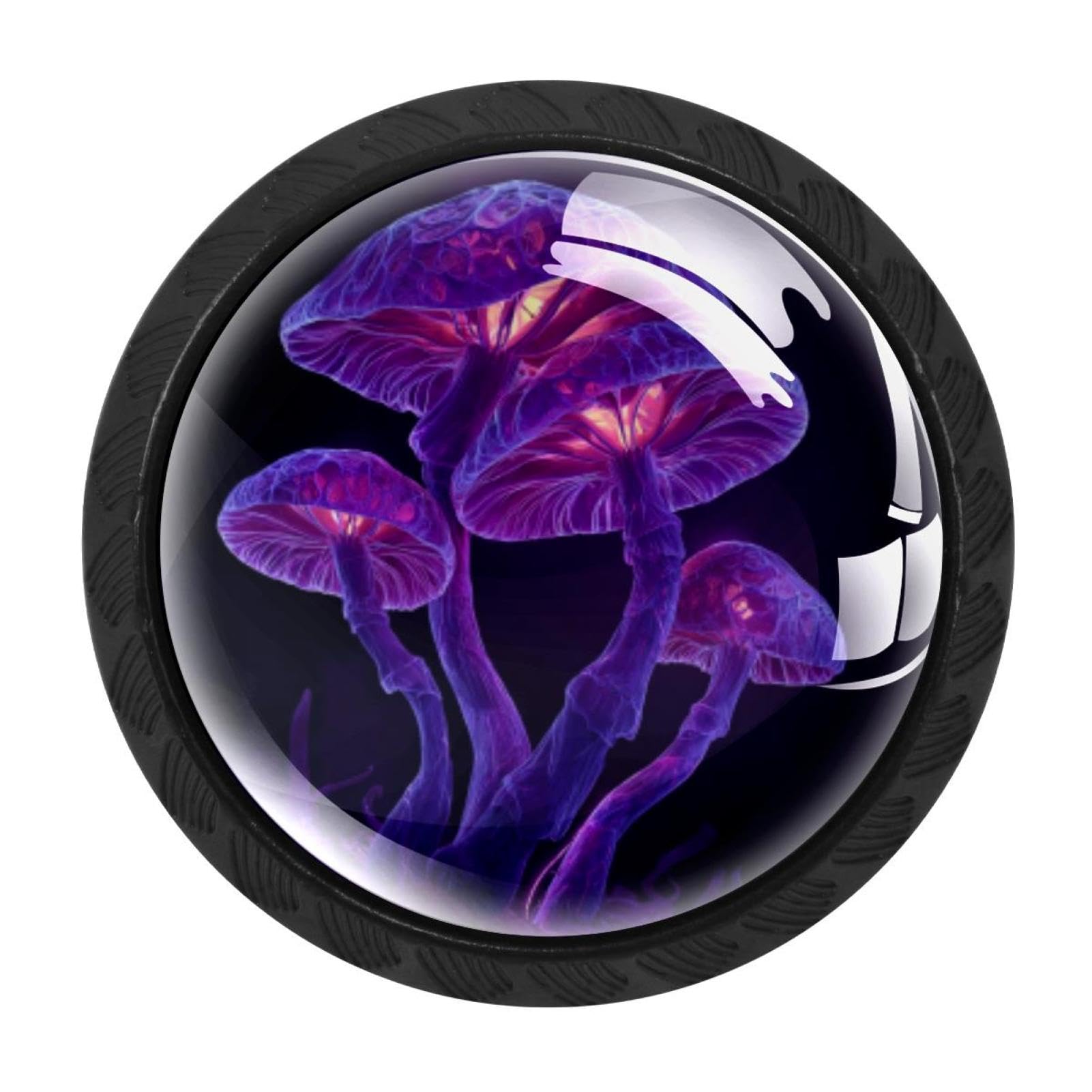 CHENZZZZ 4 Pieces Kitchen Cabinet Knobs Purple Glowing Mushroom Drawer Knobs Dresser Knobs Drawer Pulls Door Knobs Dresser Drawer Handles Knobs for Dresser Drawers