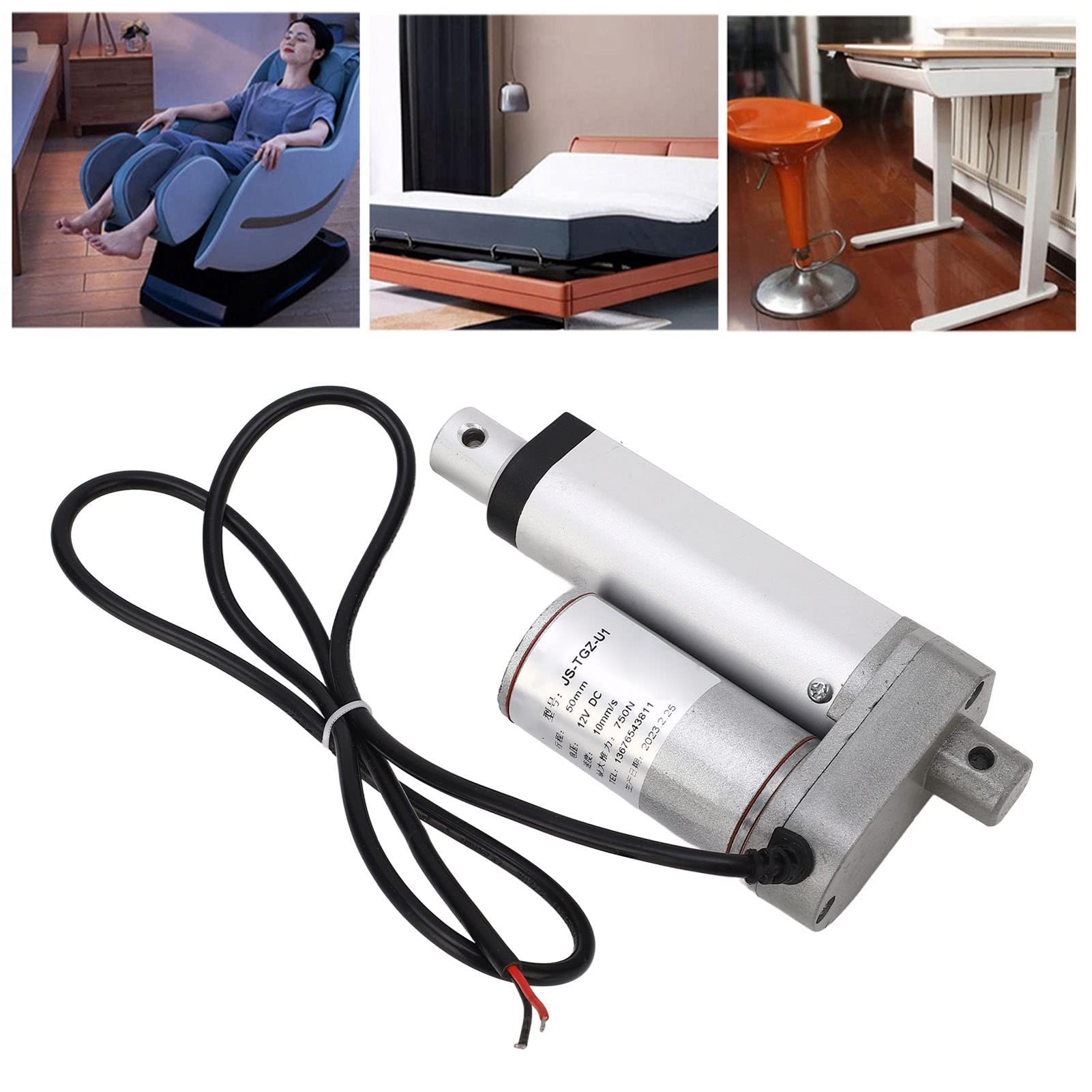 Actuador de Movimiento, Actuador Lineal Eléctrico Multifunción 12 VDC IP65 50 Mm Carrera para sofá (Solo actuador)