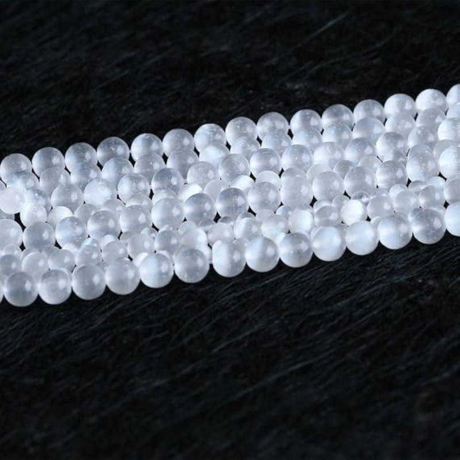 Perles oeil de chat naturelles 6mm en calcite blanche pour bijoux artisanaux
