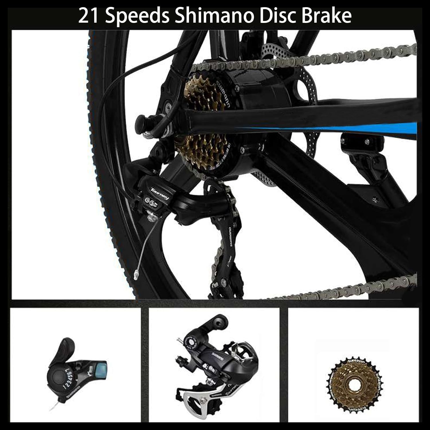 24/26/27.5 Zoll Allterrain Mountainbike,21-Gang Shimano Erwachsener Mountainbike mit Scheibenbremse und Schlammbrett,High-Carbon Stahlrahmen MTB Fahrrad,Mehrere Farbe