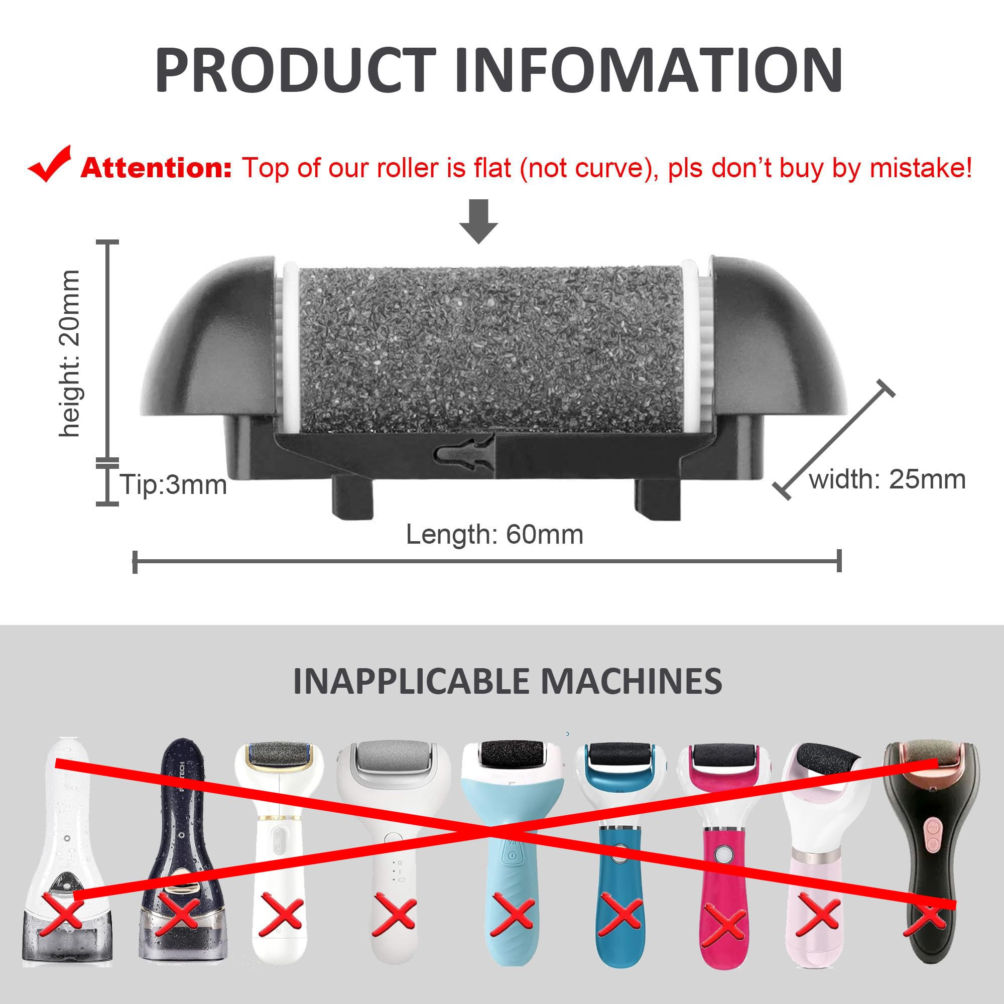 12 Pack Replacement Refill Rollers for Electric Foot File Callus Remover Pedicure Kit Tools Grinding Roller Head for Hard Callus and Tough Dead Skin (12pcs Extra Coarse)