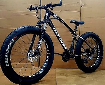 ZA ENTERPRISES Jaguar Mountain Bicycle | Gear Cycle with 24 Speed Gear & Double Disc Brake, Fat Tyre | Black, 26 inch