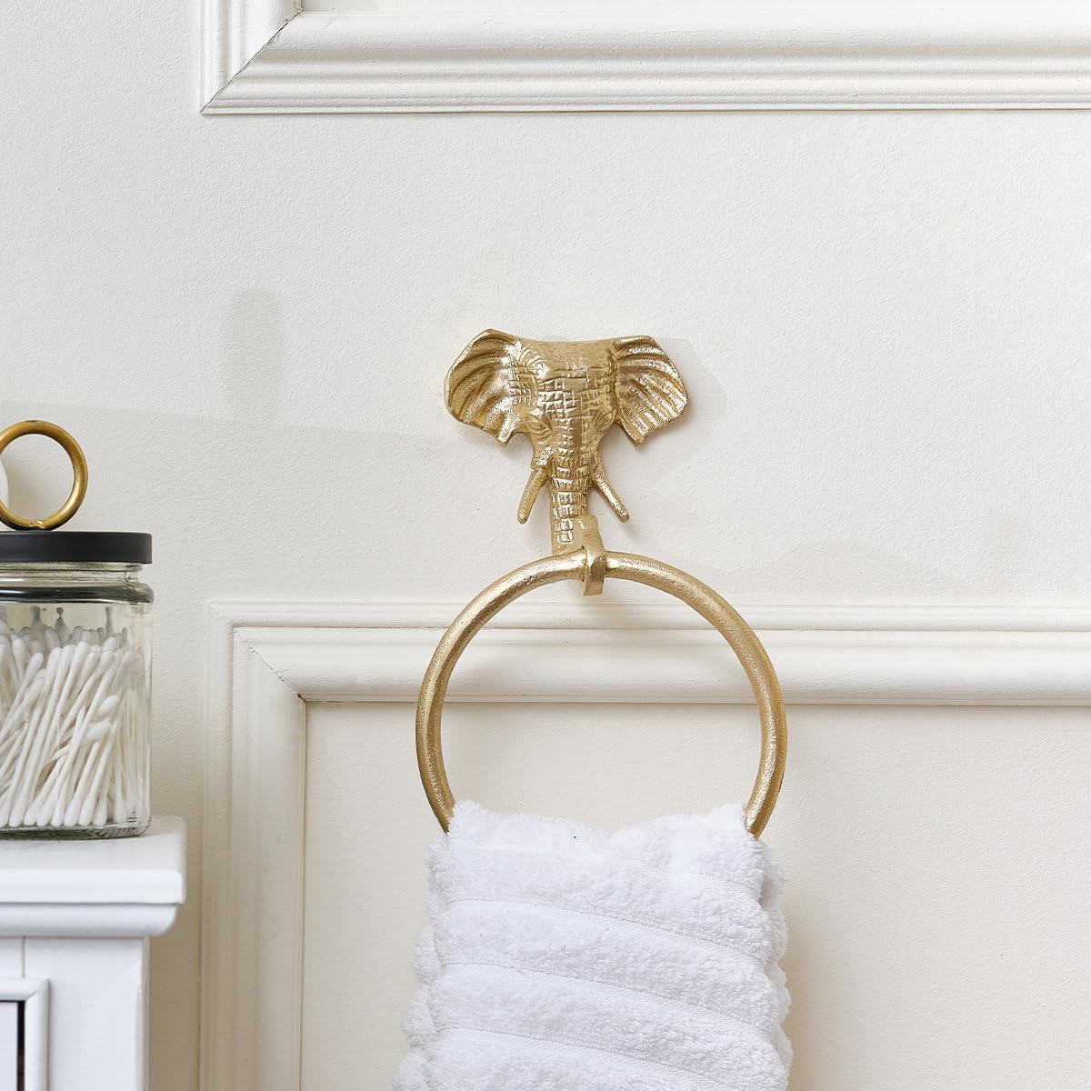Melody Maison Metallic Gold Elephant Towel Ring