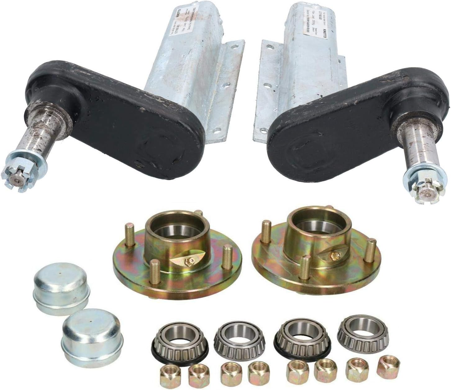 AB Tools 350kg Galvanised Trailer Suspension Unit & Hubs (Pair) 4" PCD Taper Bearings