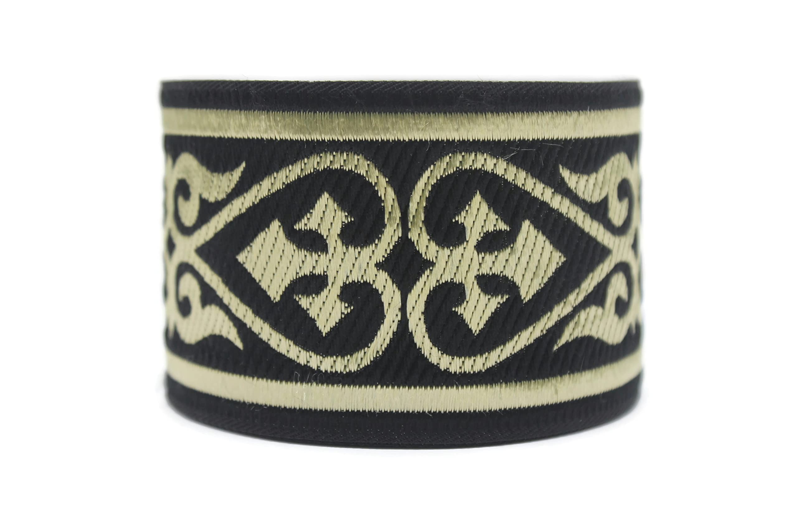 Ruban jacquard au motif coeur celtique royal avec finitions retro de qualite
