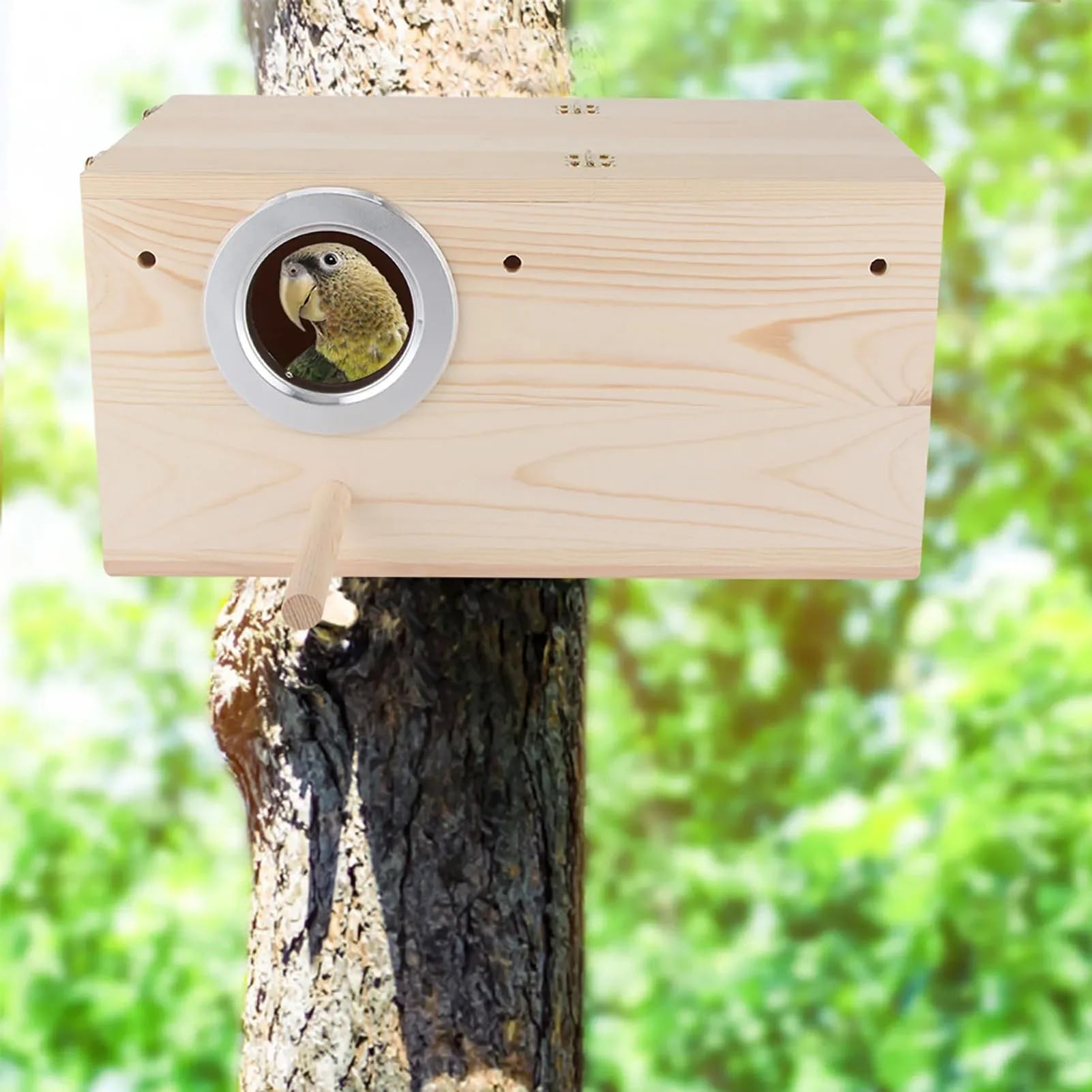 Casita pajaros Exterior Caja Nido de Pájaro de Madera, Cajas duraderas for cría de pájaros Cockatiel, decoración de casa de jardín al Aire Libre