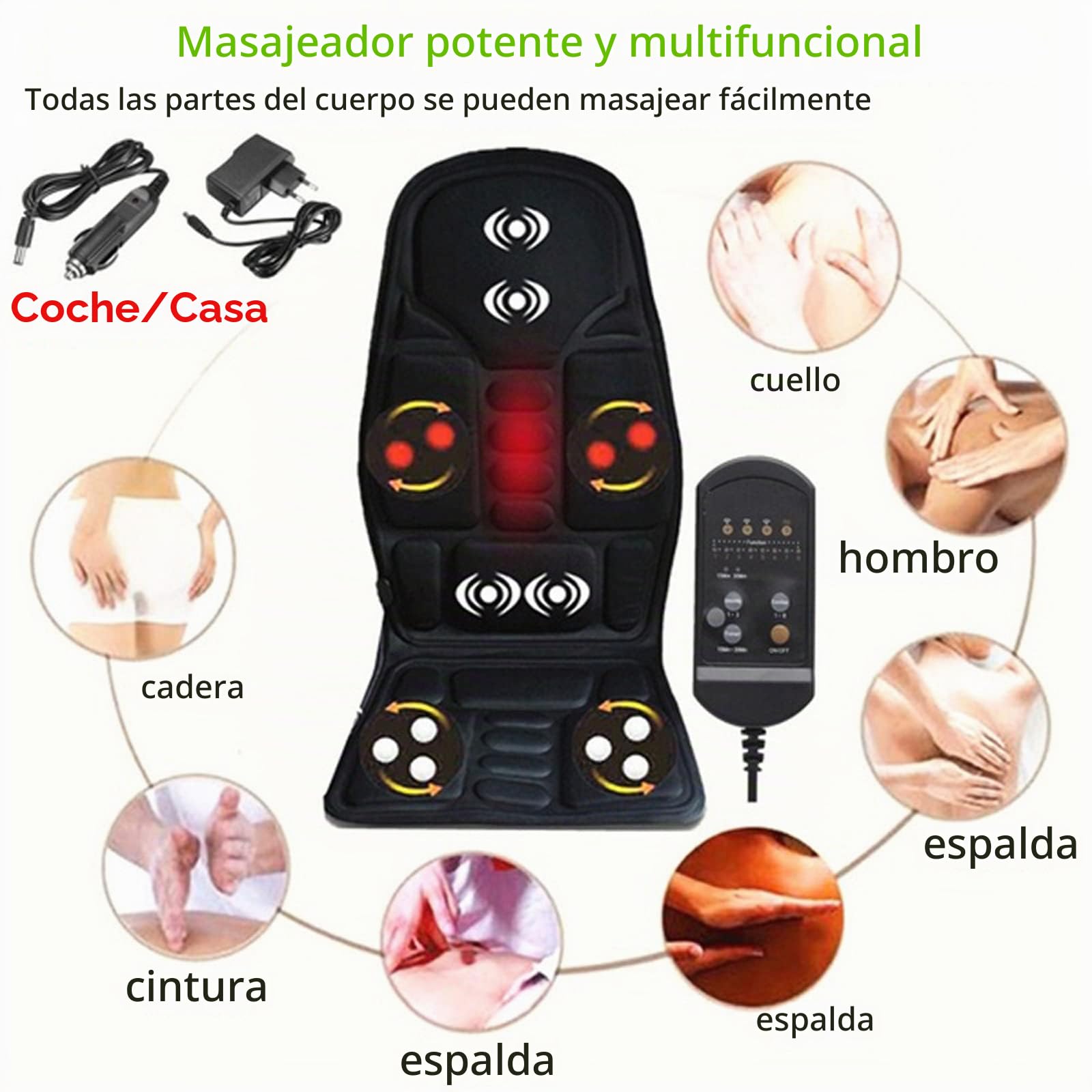 Colchoneta De Masaje De Cuerpo Completo con Calefacción para Colchón Cabezales De Masaje Shiatsu para El Cuello, para El Cuello Y La Espalda, Relajación De Los Músculos Lumbares