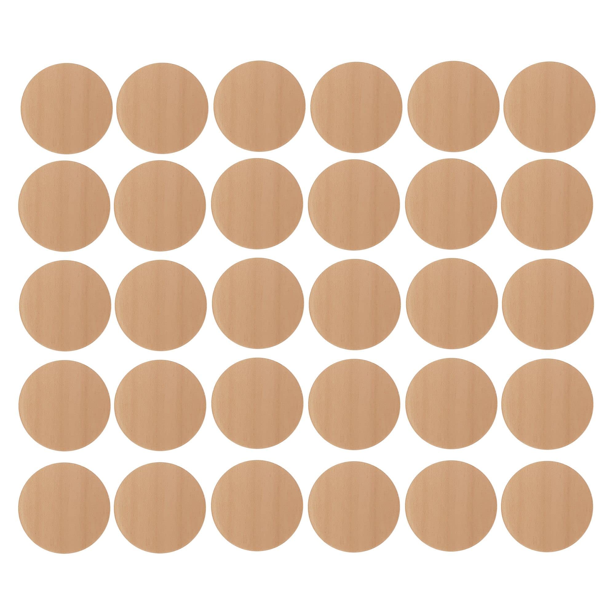 30 Cache Vis Adhésifs Ronds en Bois Pin Clair pour Meubles