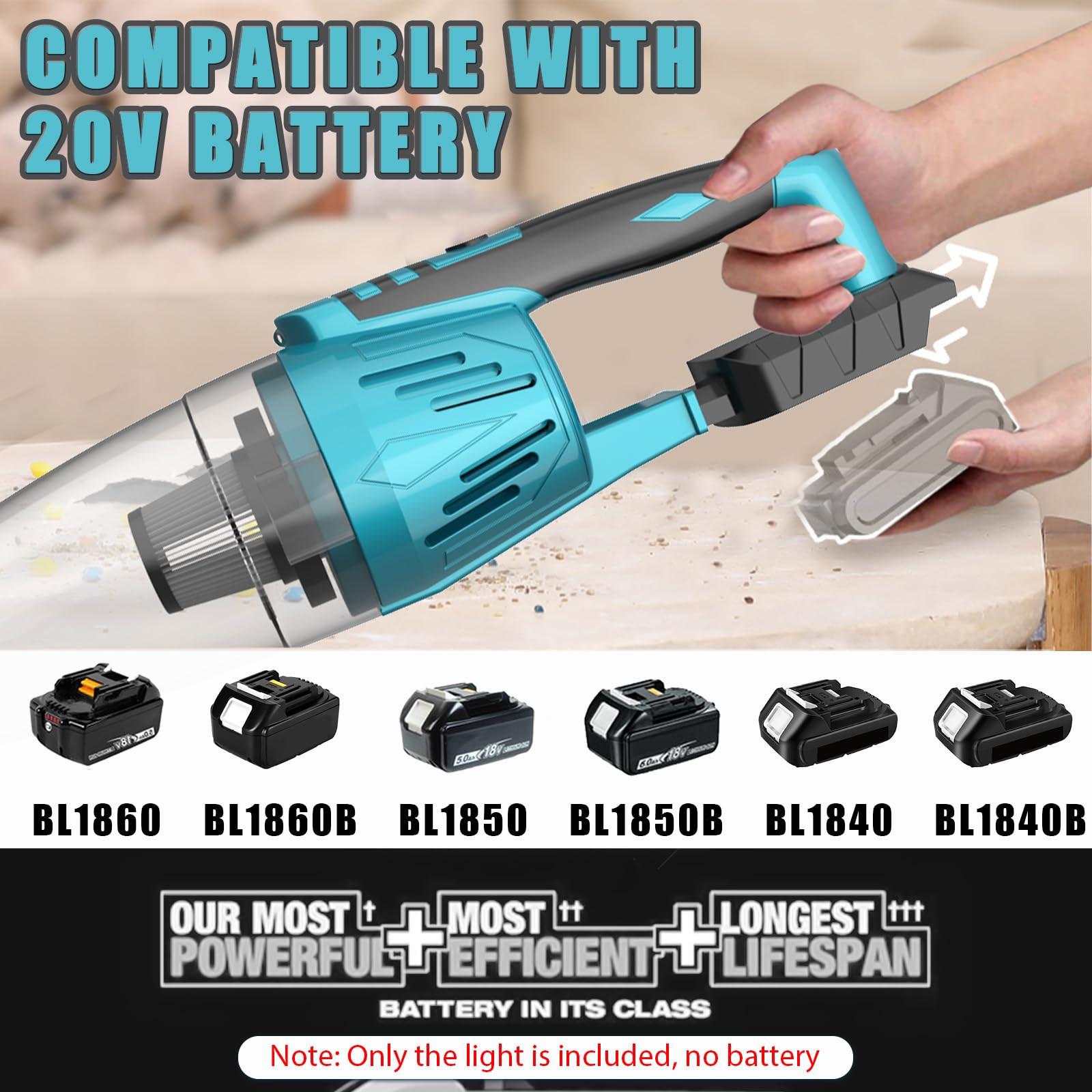 Aspiradora de mano con batería con 2 baterías de 3,0 Ah, 10000 Pa, aspiradora de coche fuerte, aspiradora inalámbrica portátil, USB, aspiradora sin cable para coche, hogar, pelo de