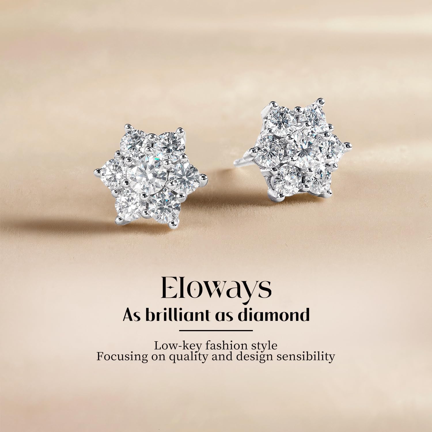 Moissanite Stud Earrings, 1.29Ct, D Color, VVS1 S925 Sterling Silver Moissanite Flower Stud Earrings, Flower Cluster Earrings, Valentines Anniversary Birthday Mothers Day Jewelry Gifts for Women