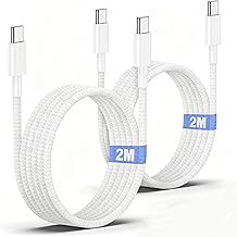USB C to USB C Charging Cable 6.5ft 2 Pack 60W Fast Charging Type C Cable for iPhone 15, MacBook Pro 2020, iPad Pro