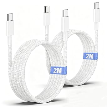 USB C to C Charger Cable 2M, 60W Braided Long Apple USB C Fast Charging Cable 6ft for iPhone 17/17 Pro/16/16 Pro Max/15 Pro/15 Pro Max, MacBook, iPad Pro 5/4th/Air/Mini/6Gen/Samsung
