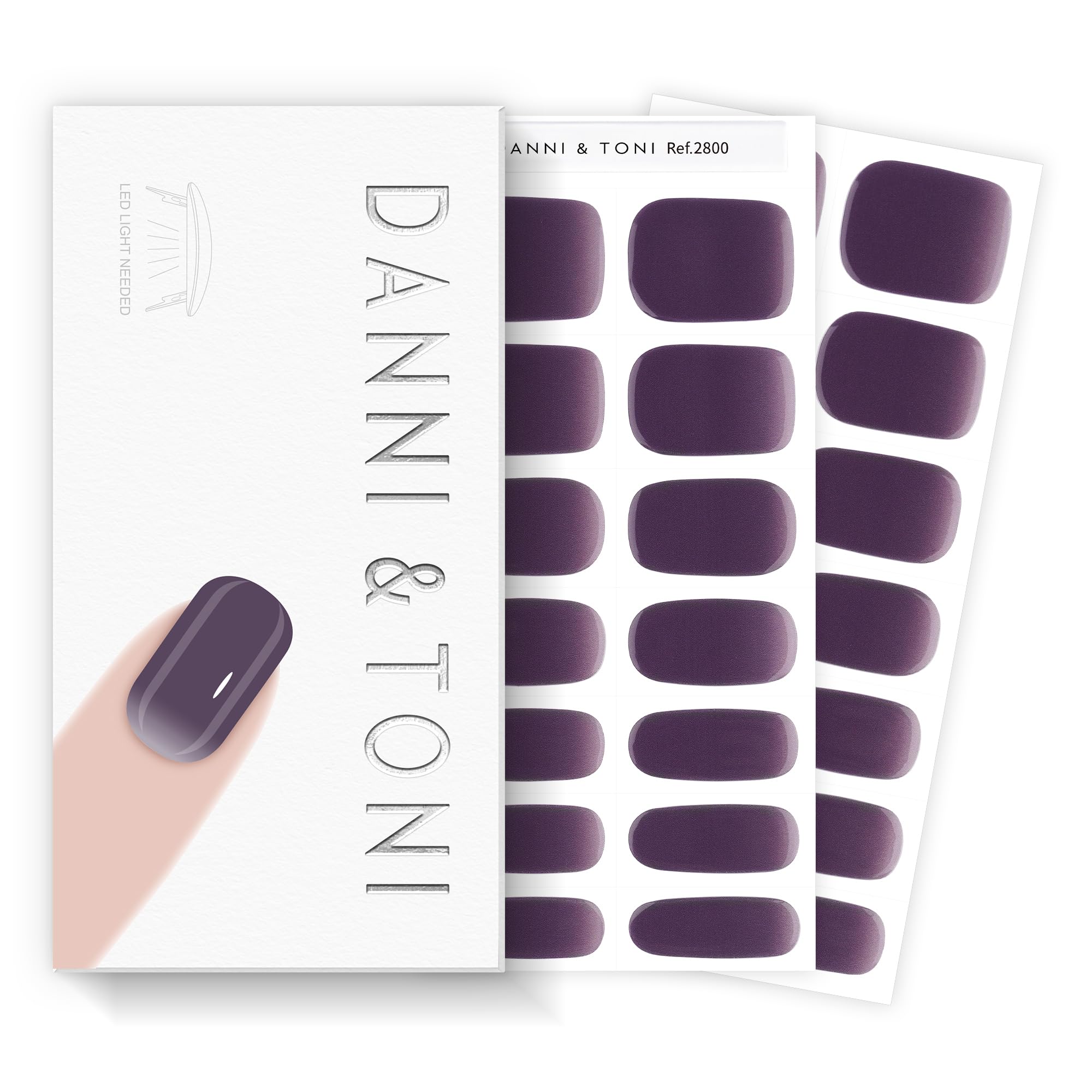 DANNI & TONI Halb ausgehärtete Gel Nagelfolien (Mist Mauve) Rauchiges Violett Ombré-Design uv Gel Nagelfolie Nagelsticker Nageldesign Selbstklebend Wraps 28 Aufkleber