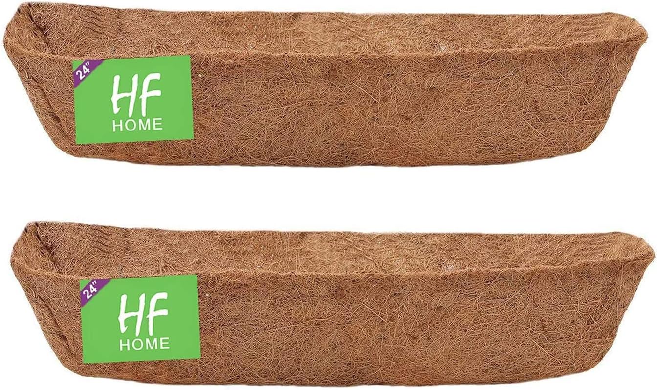 HFHOME 2Pcs 60.9cm/24in Trough Coconut Liners, Rectangle Wall Planter Liner