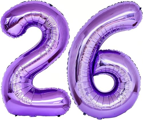 Vista 34 de Globos morados gigantes de 40 pulgadas, globos de helio de papel de aluminio con el número 20 para fiesta de cumpleaños de 20 años, decoraciones