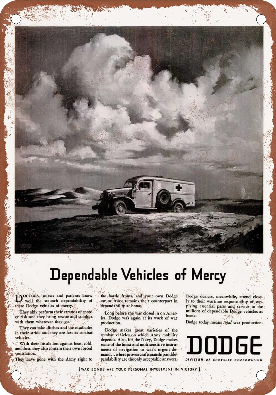 METAL SIGN - 1943 Dodge Vintage Ad 02 - Old Retro Rusty Look home decor