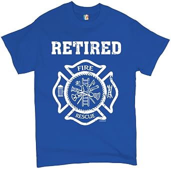 Retired Firefighter Badge T-Shirt Fire and Rescue Fire Department Mens Tee