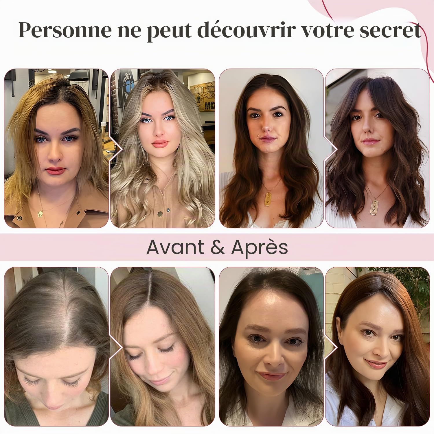 S-noilite Cheveux Synthétiques Topper Wiglet Hair Enhancer avec Frange Droite 4 Clips dans Extensions De Cheveux Fermeture De Cheveux Pièce Postiches, Bouclé Ondulé 45cm Noir foncé