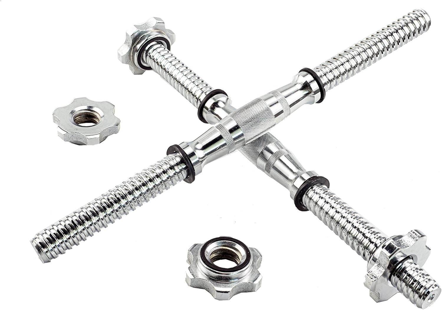 Threaded Dumbbell 12.6/14.2/14.8/15.7/18.1/19.7/22inch(32/35/38/40/46/50/56cm) curved Handles/Adjustable Dumbbell Bar Handles - Fit 1 inch Standard Weight Plate - Weightlifting Accessories - Sold in Pair