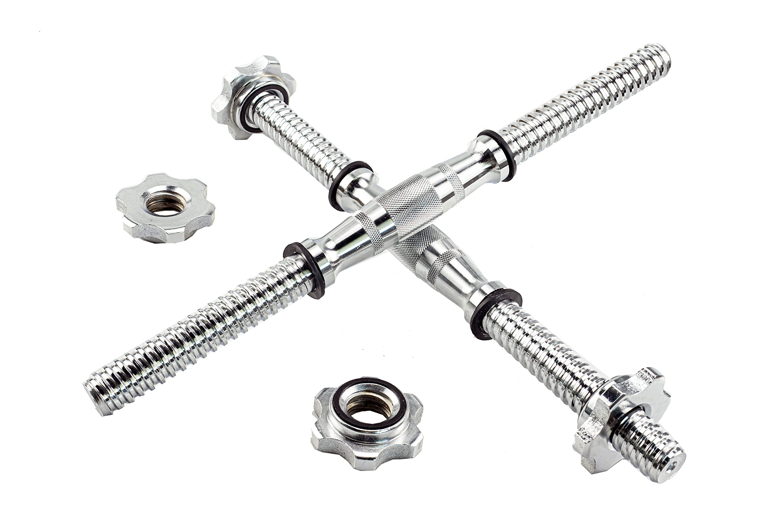 Rowland Harbor Threaded Dumbbell 12.6/14.2/14.8/15.7/18.1/19.7/22inch(32/35/38/40/46/50/56cm) curved Handles/Adjustable Dumbbell Bar Handles - Fit 1 inch Standard Weight Plate - Weightlifting