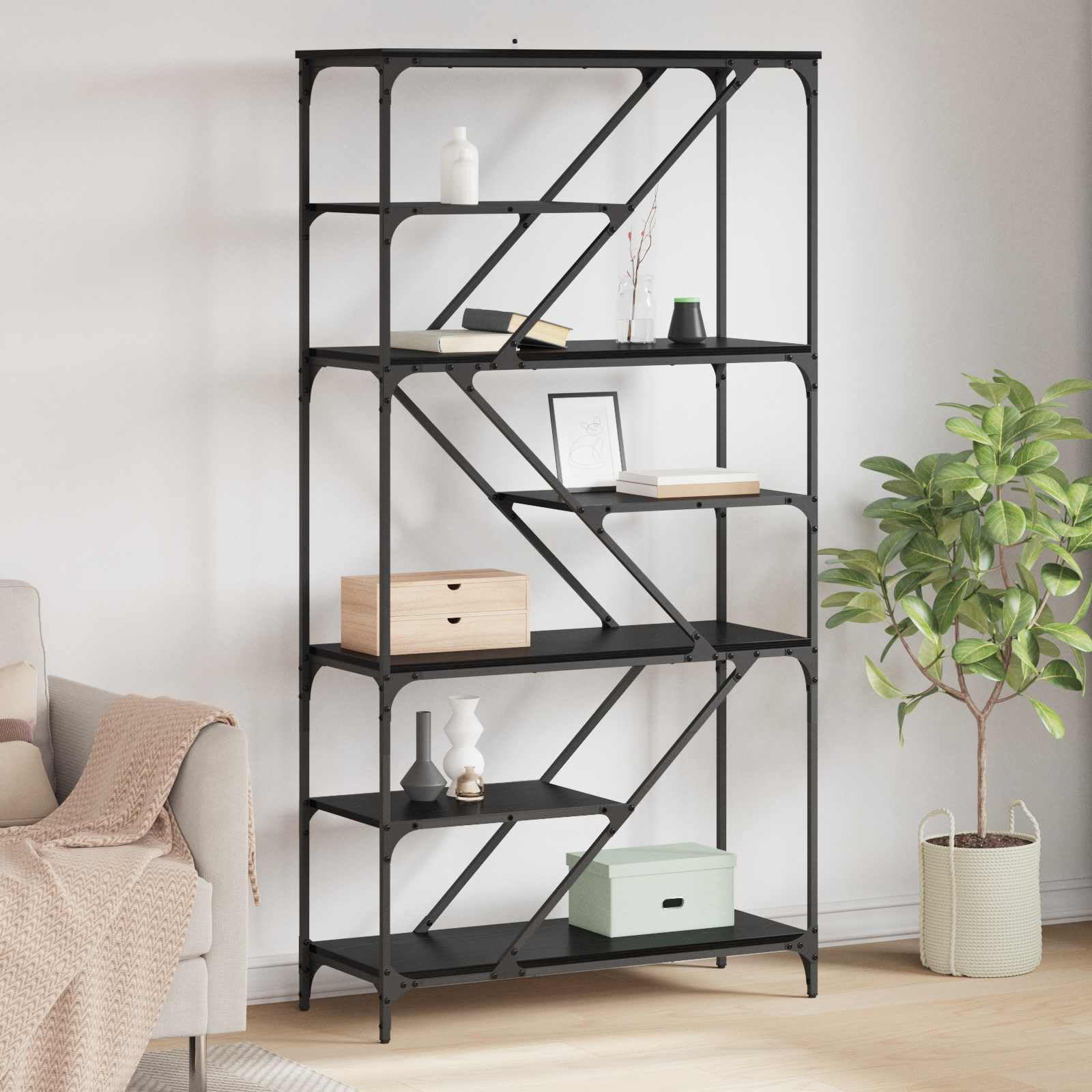 Libreria a 9 ripiani, 91 x 36 x 176 cm, in legno, organizer da parete, divisorio per soggiorno, ufficio, cameretta dei bambini