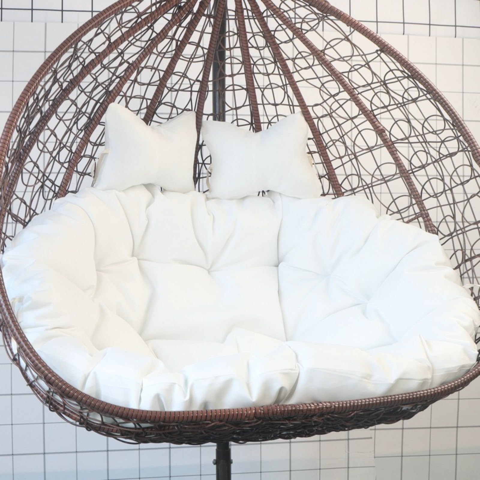 Silla colgante de huevo para 2 personas, cojín redondo grande, lavable y almohadillas gruesas para uso en interiores y exteriores