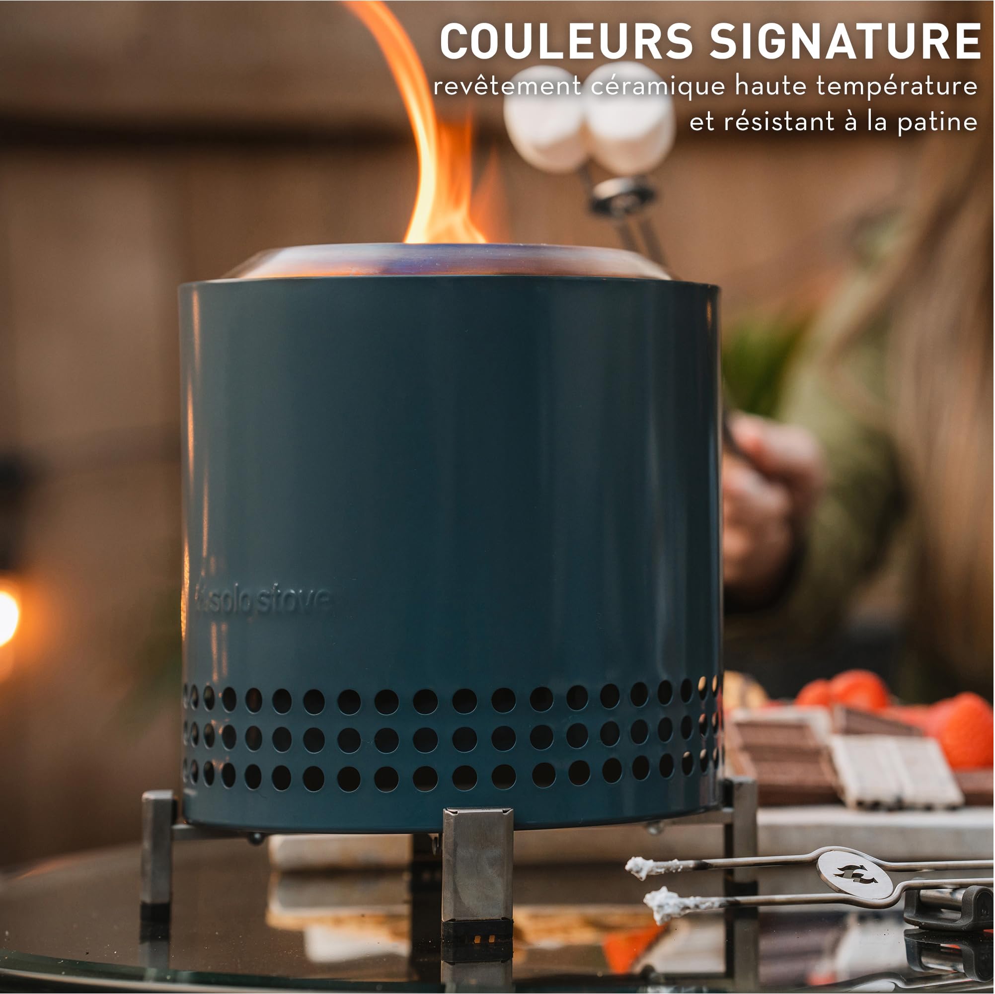 Solo Stove Brasero de Table Mesa XL | Mini cheminée d'extérieur à Faible dégagement de fumée, par des granulés ou du Bois, Acier Inoxydable, avec, Support, Sac de Transport, 21,8x17,8cm, 1kg, Rouge