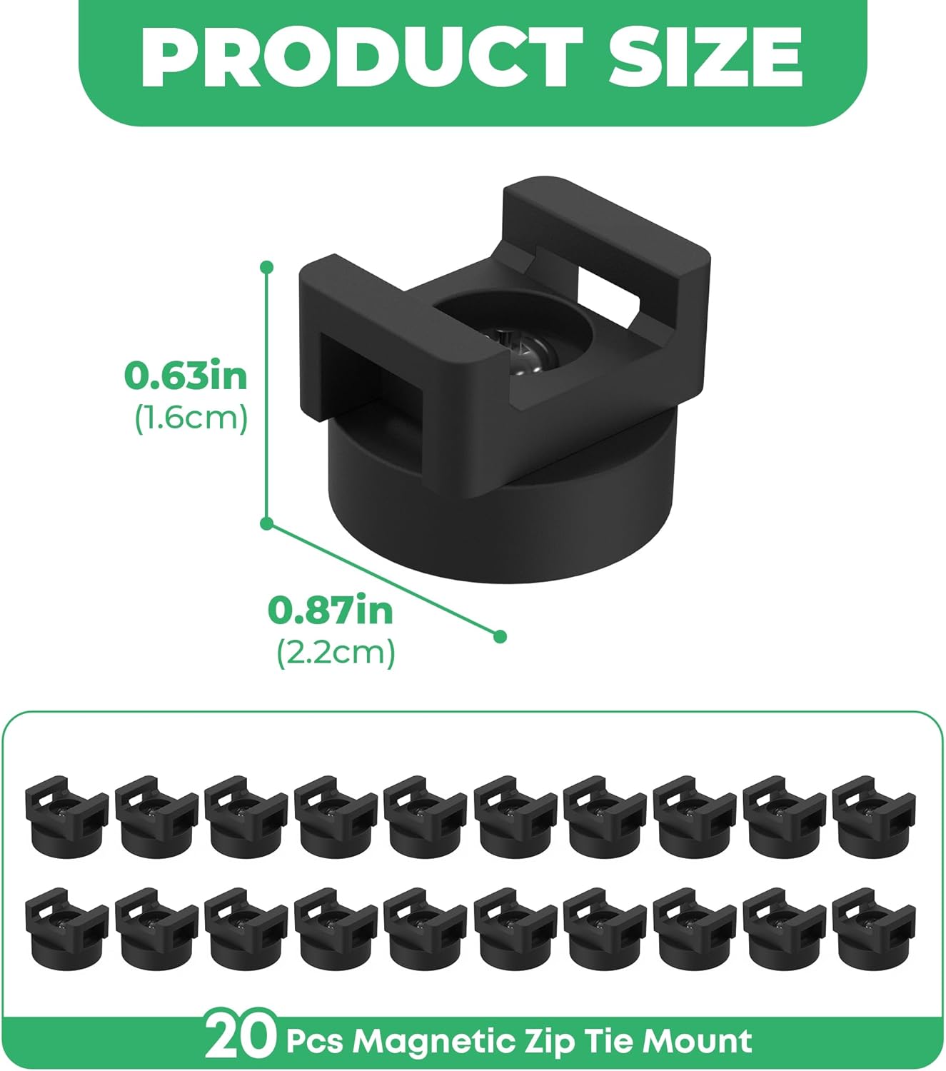 Magnetic Zip Tie Mount, 25LBS Strong Magnetic Wire Holder, Multipurpose Magnet Zip Tie Mount, Waterproof Magnet Cable Tie Holders for Home Office Marine Automotive Electrical Wiring Management