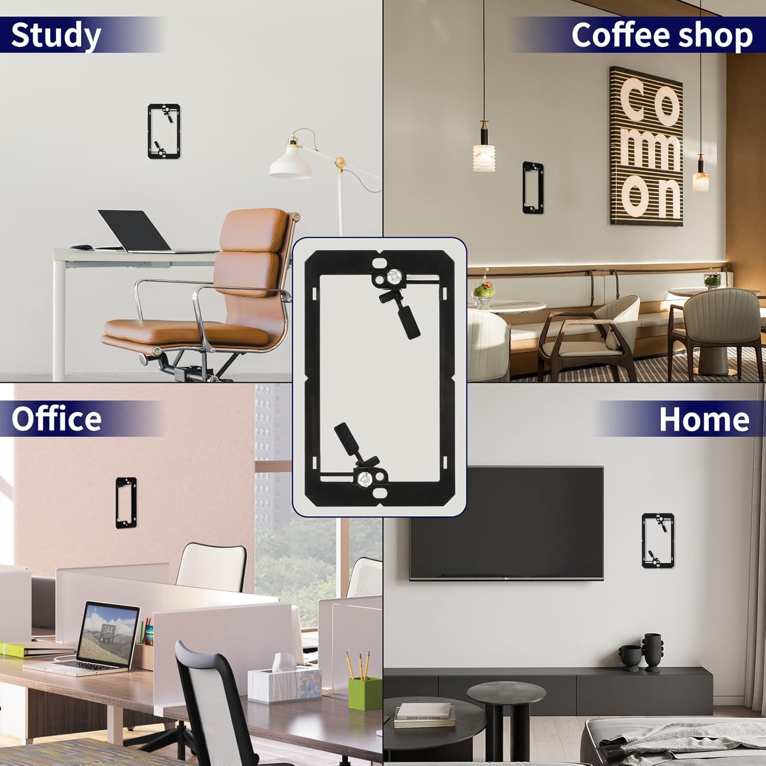 Low Voltage Mounting Bracket for Single Gang Wall Plate,Cable Management for Speaker,Ethernet,HDMI Wall Palte,Telephone Wires,1 Pack,Black