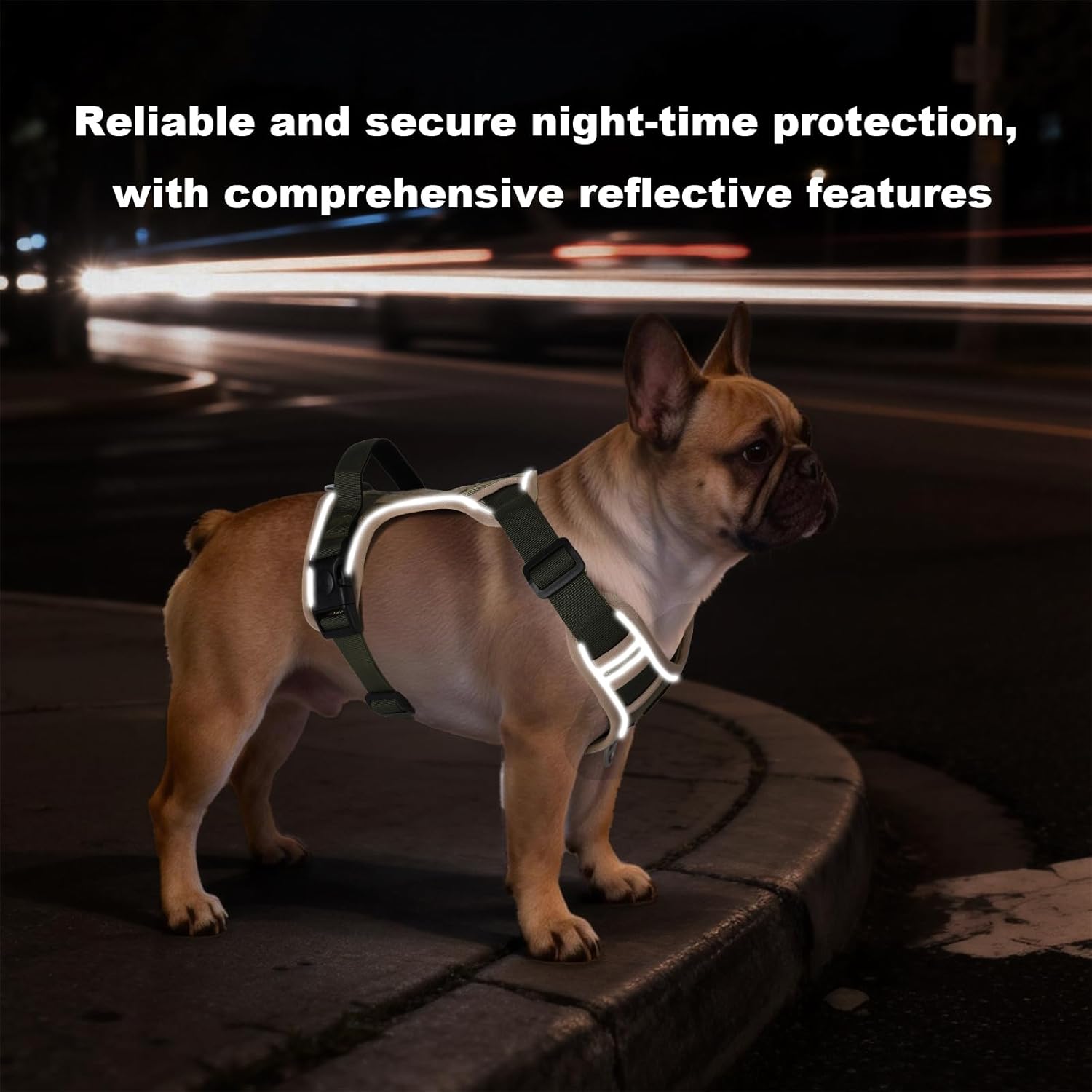 No-Pull Dog Harness for Small & Medium Dogs, Reflective Adjustable Vest with 2 Leash Attachment Points, Padded Handle for Easy Walking, Training & Outdoor Control (Khaki, S)
