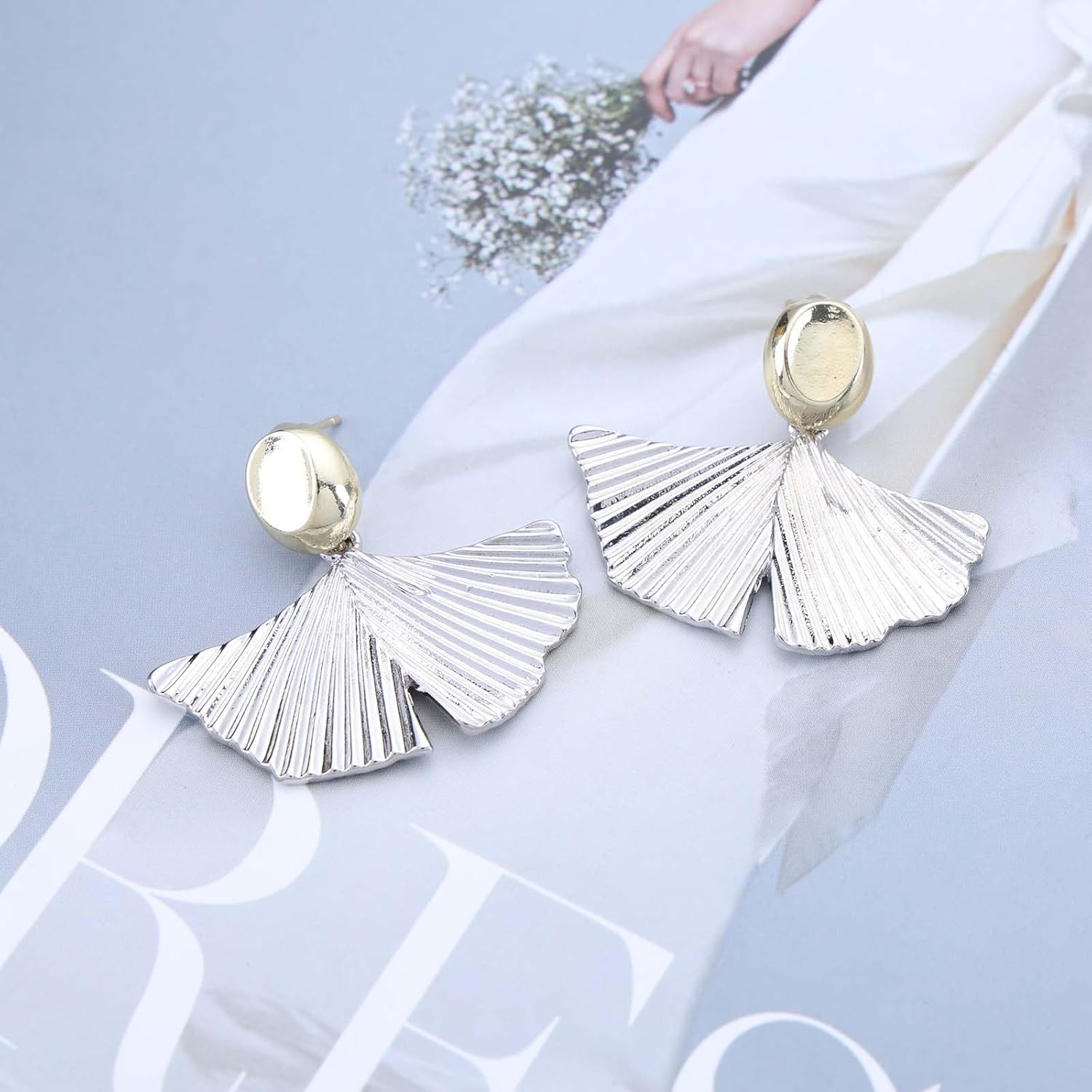 Vintage Ginkgo Leaf Earrings Silver Ginkgo Leaf Drop Earrings Ginkgo Leaf Flower Earrings Gold Coin Stud Earrings Statement Ginkgo Leaves Earring Jewelry for Women - Image 3