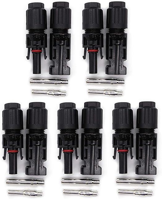 Sudoo 5 Pairs Connectors for Solar Panels Waterproof IP67 Male Female Compatible with MC4 Connectors