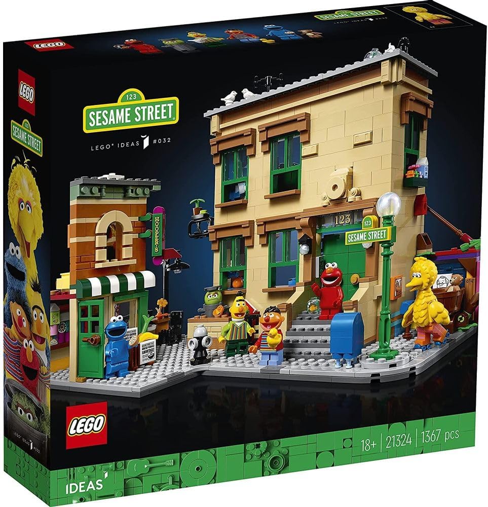 LEGO Ideas 123 Sesame Street 21324 Building Kit; Awesome Build-and-Display Model for Adults Featuring Elmo, Cookie Monster, Oscar The Grouch, Bert, Ernie and Big Bird, New 2021 (1,367 Pieces)