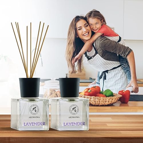 Miniatura 6 de Juego de difusor de varillas de lavanda con aceite esencial de lavanda, 3.4 onzas líquidas, 2 x 1.7 fl oz, difusores perfumados, difusor de varillas