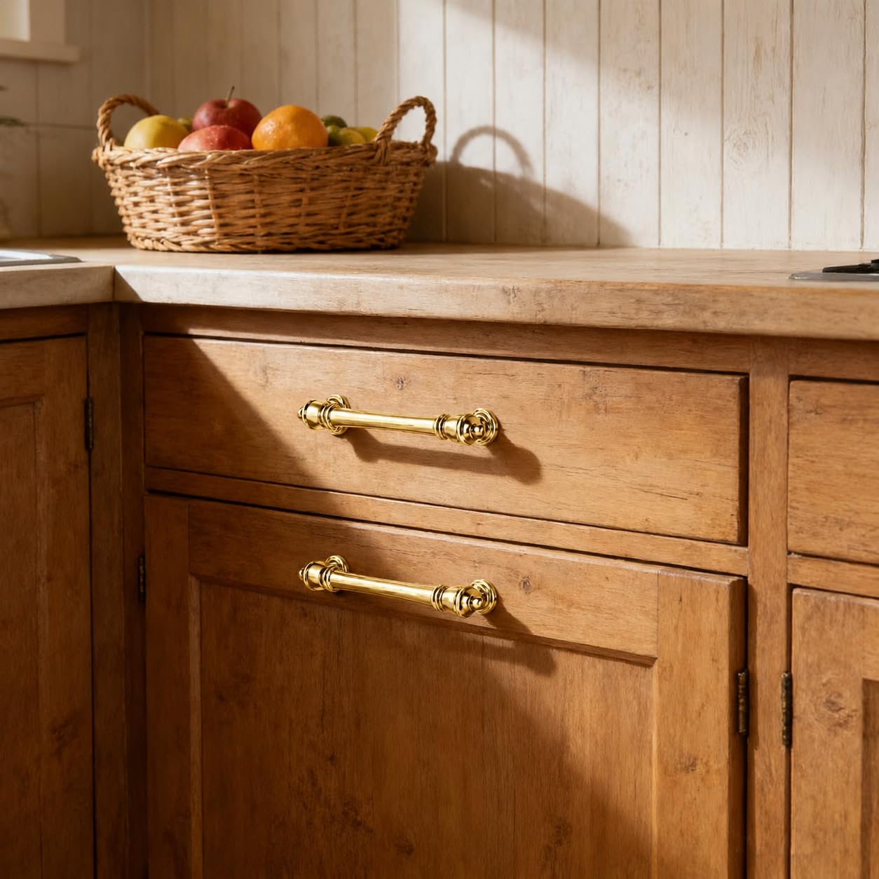 KHTUMEWARE-BRASS419 Unlacquered Brass Cabinet Pulls CTC 3 in (76 mm) in Unlacquered Brass — KHTUMEWARE