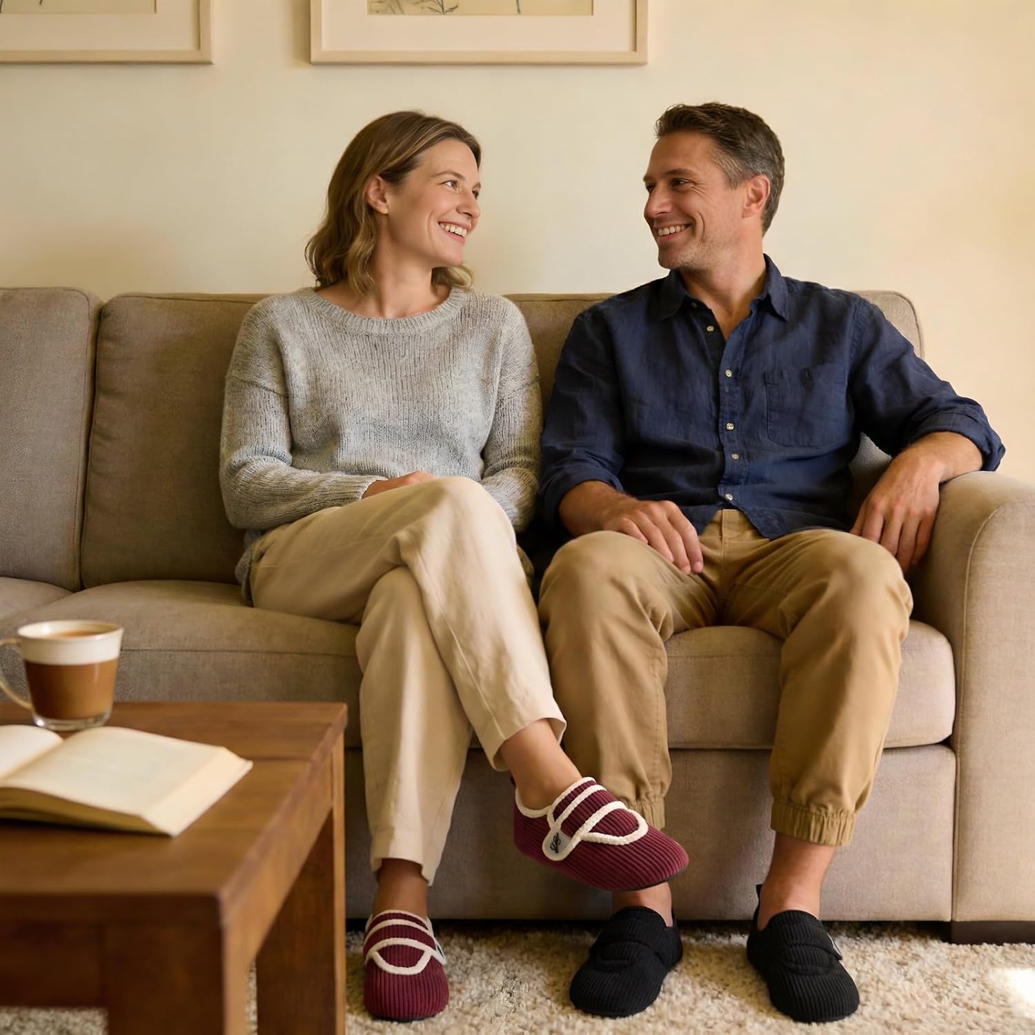 LeIsfIt Slippers for Women Men Soft House Slippers Wide Barefoot House Shoes Non-slip Slip on Slipper Shoes Comfy Adjustable for Home Bedroom Travel Yoga - Image 2