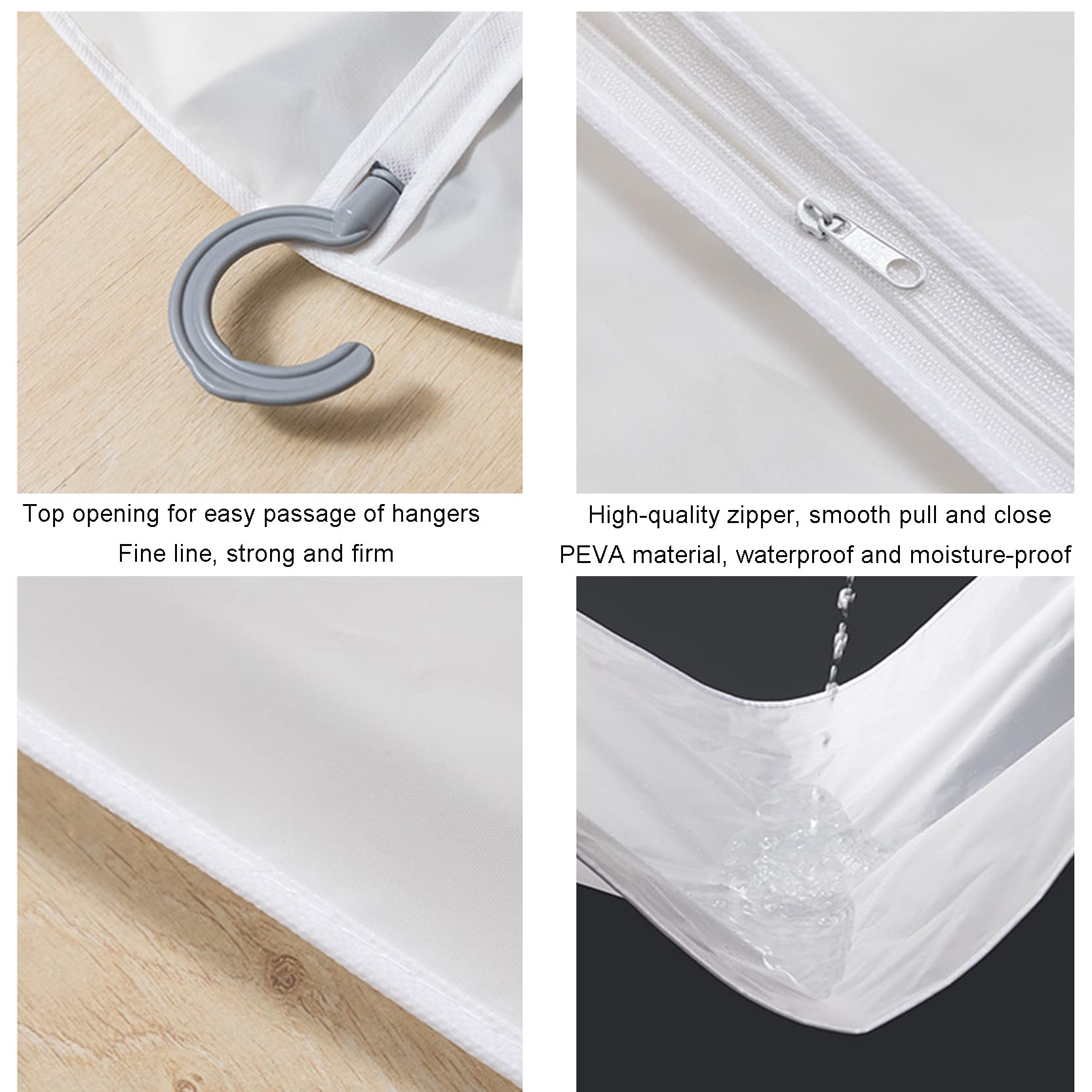 Lot de 6 housses à vêtements avec fermeture éclair, anti-poussière, anti-mites, housses de vêtements suspendues, sacs de rangement, housse transparente imperméable et lavable, A-60 x 80 cm (A 60