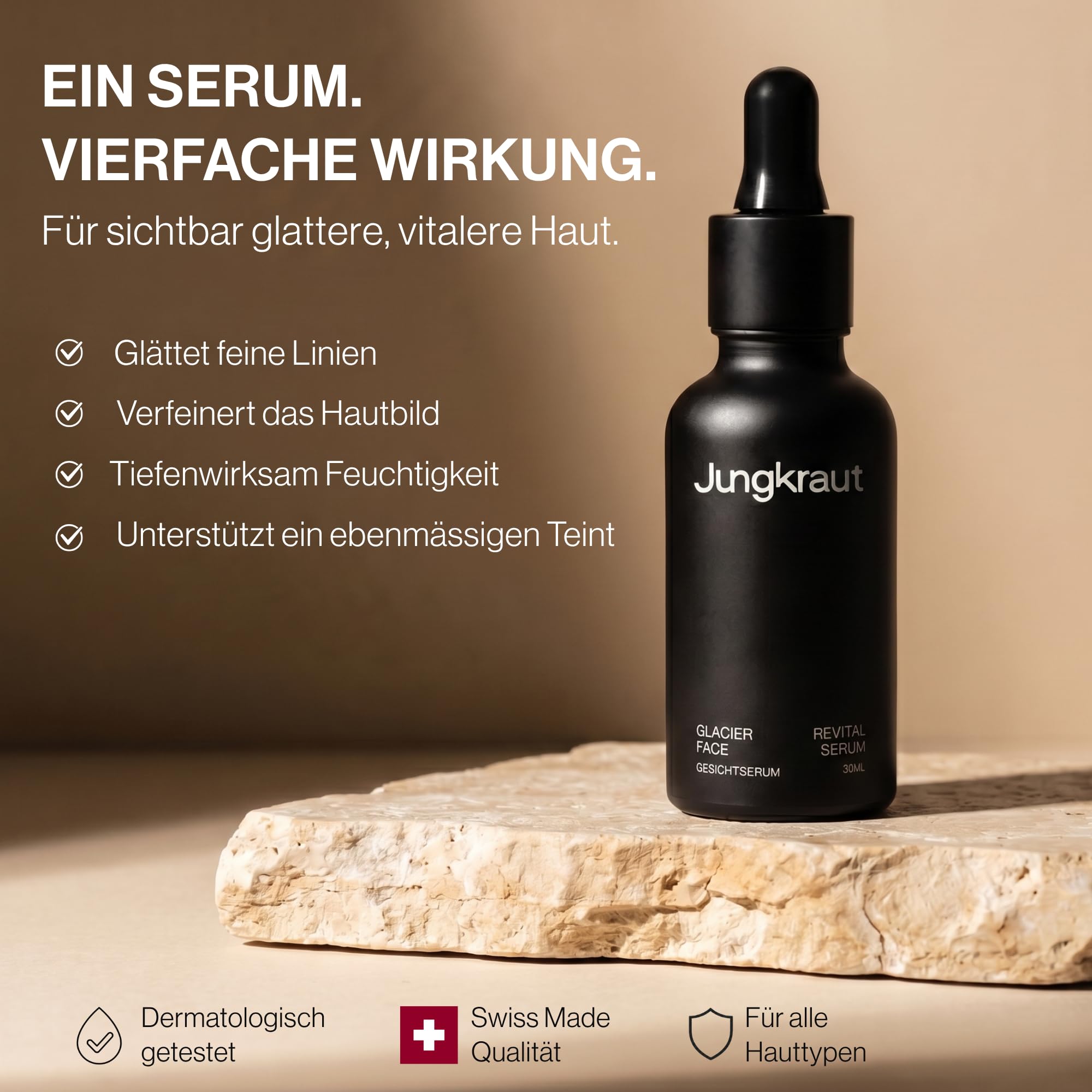 Glacier Revital Gesichtsserum für Männer 30ml, Retinol Vitamin C Hyaluronsäure, All-in-One Anti-Aging, feine Linien Falten Poren, natürlich vegan, Swiss made