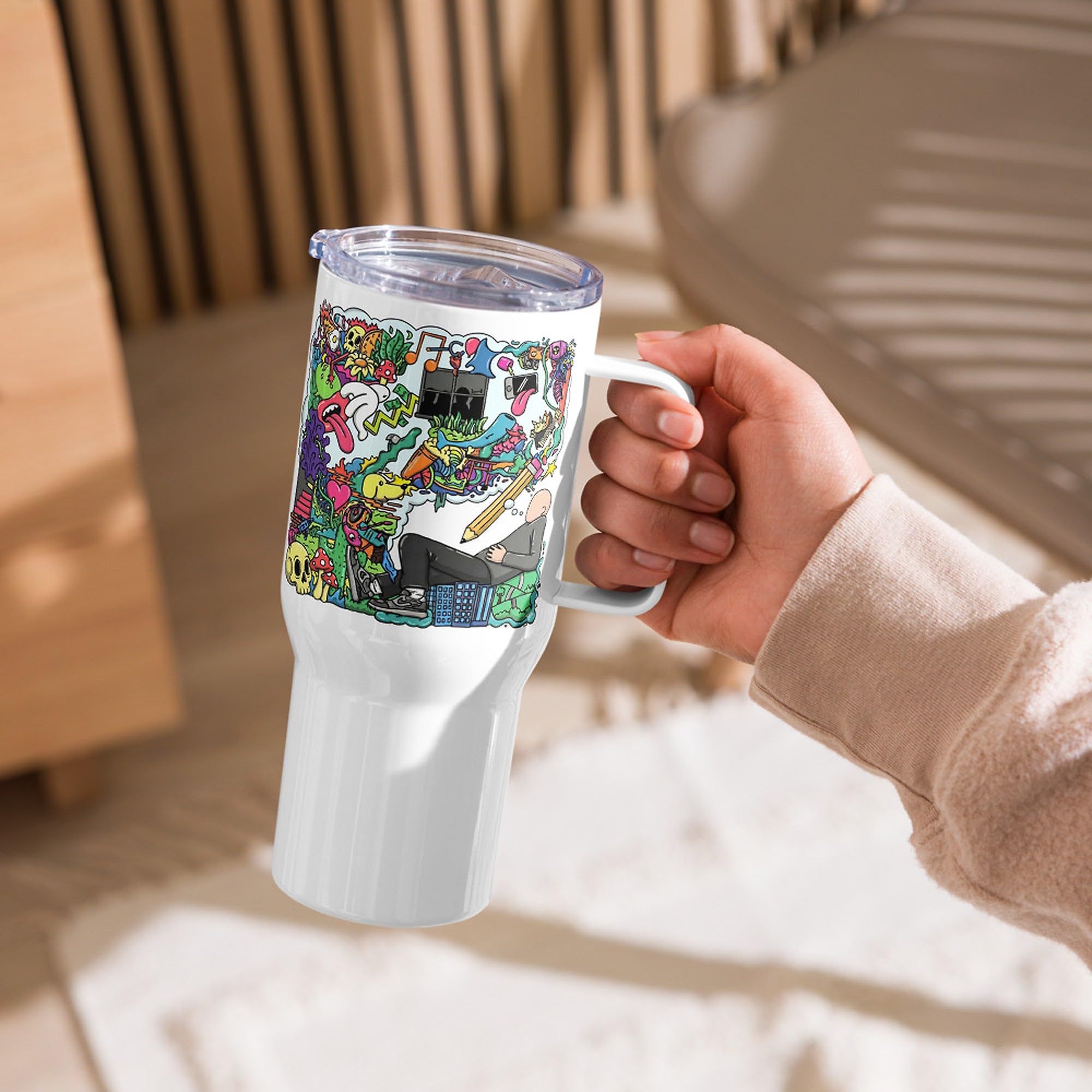 Taza de Viaje TDAH con Asa, Regalo de Concienciación para Adultos con TDAH