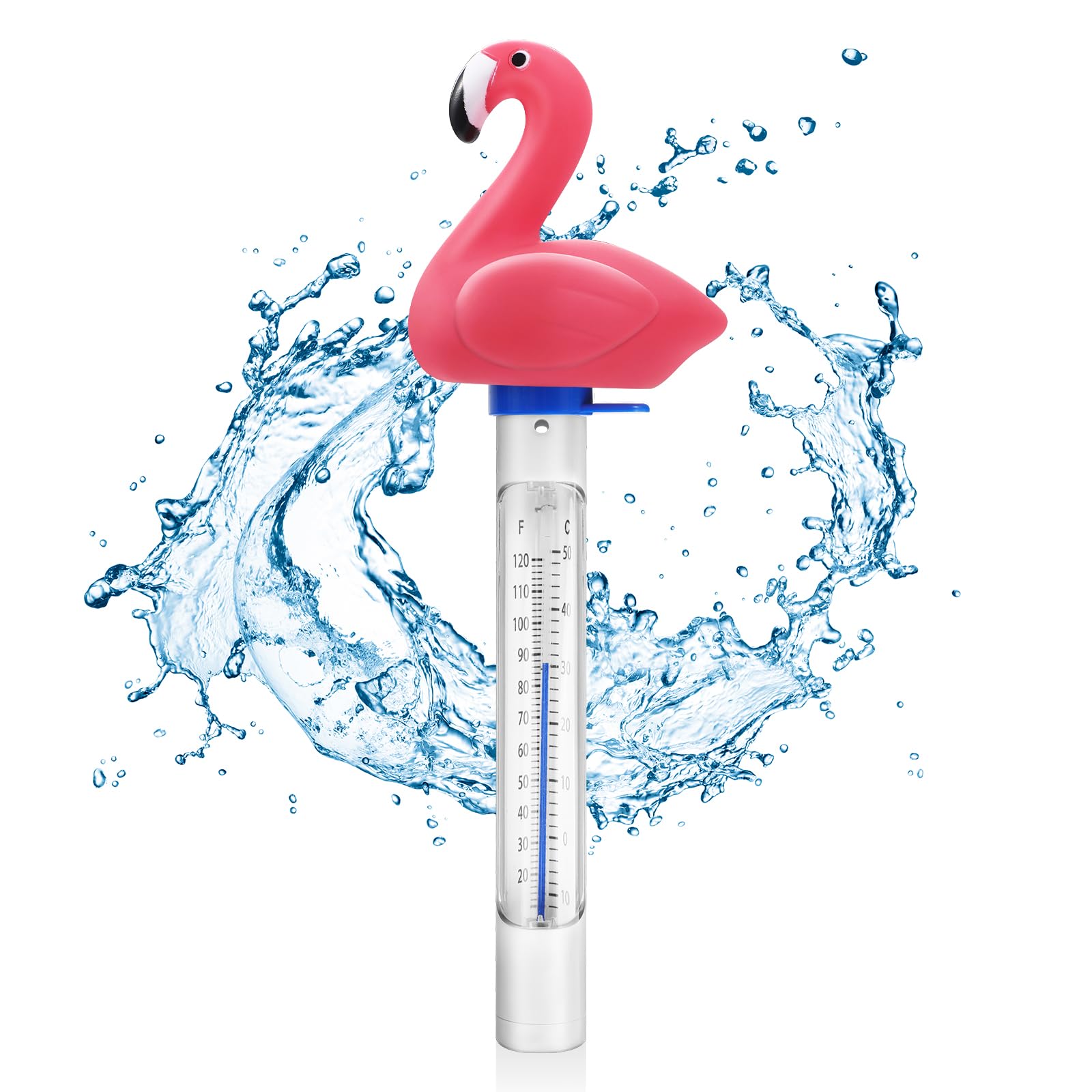 Termometro galleggiante per piscina, termometro per temperatura dell'acqua con cordino, di grandi dimensioni, facile da leggere e resistente agli urti, accessorio per piscina con ghiaccio e vasca