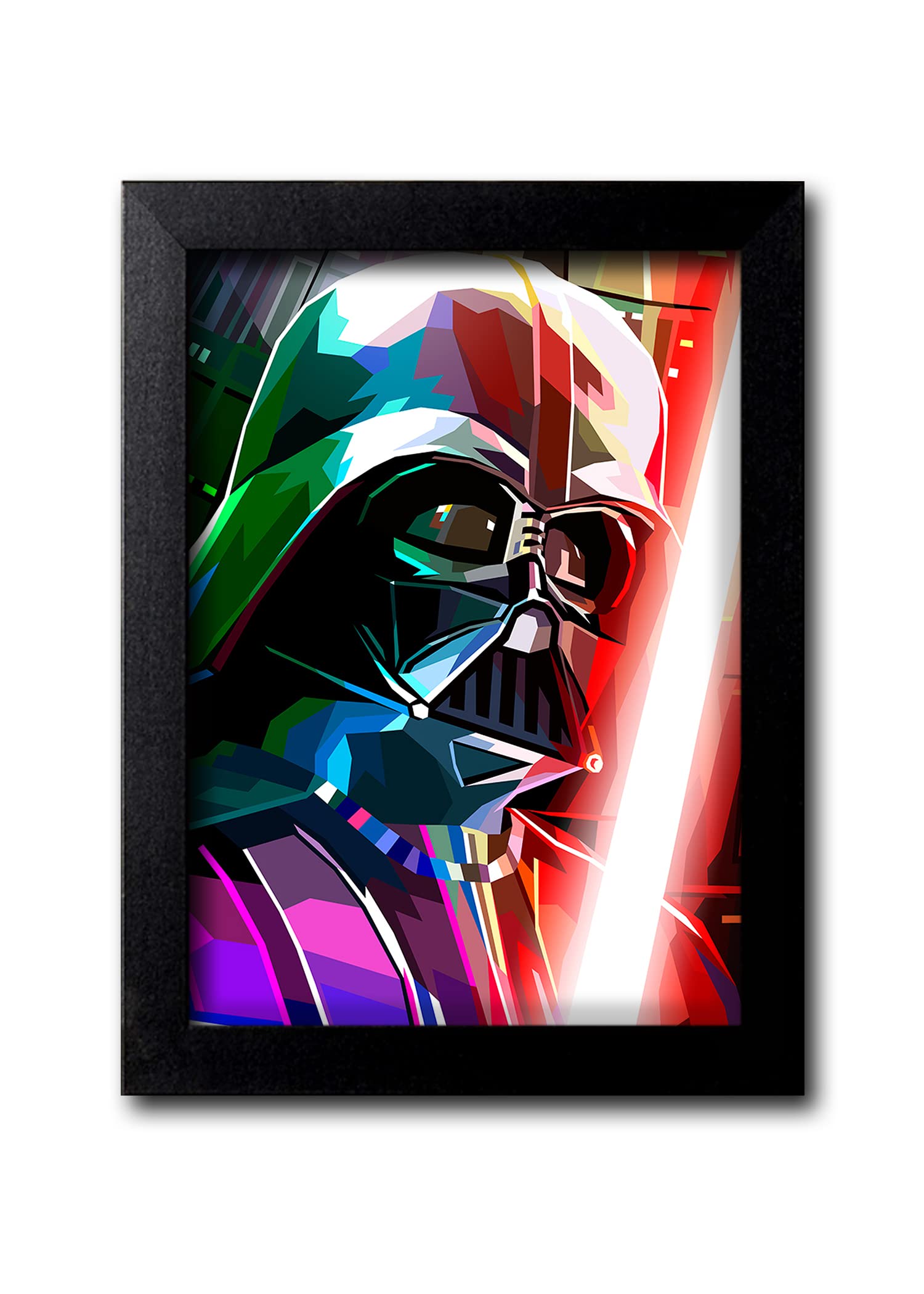 Blue Nexus Star Wars the Force Awakens Superhero Wall Poster with Wall Frame and Stickers Room Art Painting Collection (Multicolour, M)_BNWPC807