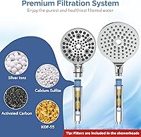 Vista 3 de MakeFit Dual Filtered Rain Shower Head Combo, Handheld Shower Head with Adjustable Bar - Rainfall Shower Head And Showerhead with Filter for Hard