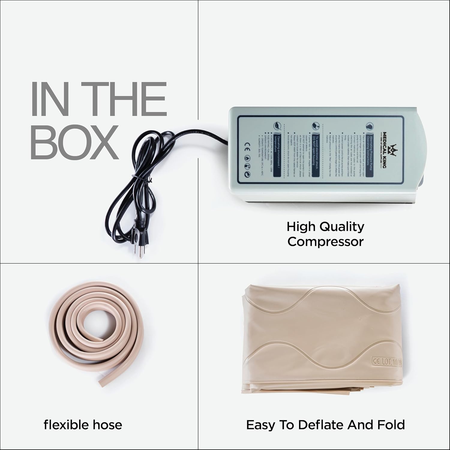 Alternating Air Pressure Mattress Pad with Electric Quiet Pump System for Hospital, Home Use