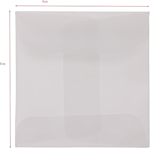 Miniatura 2 de ONLYKXY 60 unidades de 2.4 x 2.4 in/2.36 x 2.36 pulgadas blanco translúcido mantequilla bolsa sobre bolsa pequeña para joyería anillo etiqueta foto