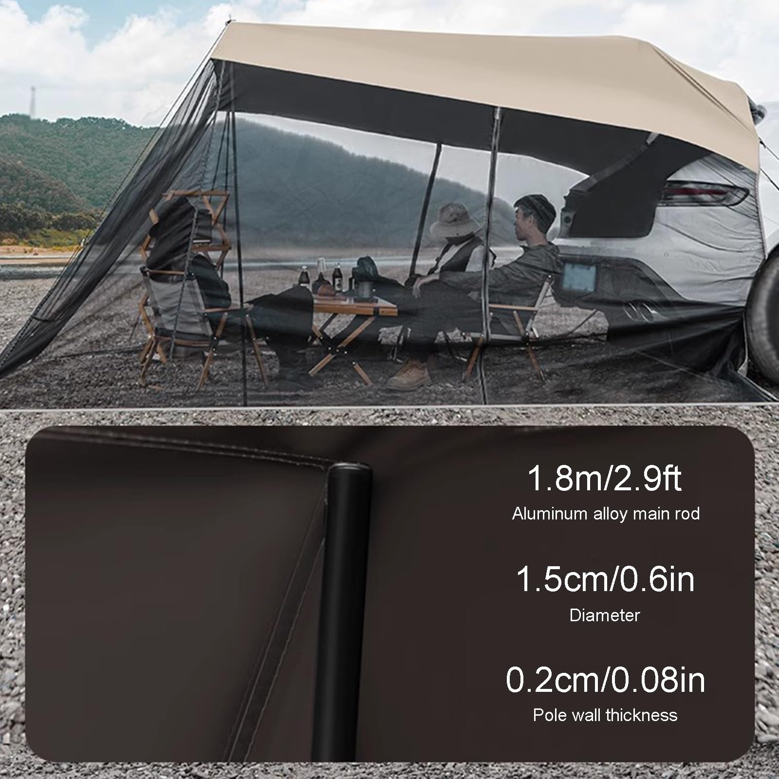 Toldo Coche, Toldo Caravana, Toldo Furgoneta Camper, Toldo Furgoneta Portátil, Ventilación con Mosquitera, for Acampar al Aire Libre, Fácil Instalación