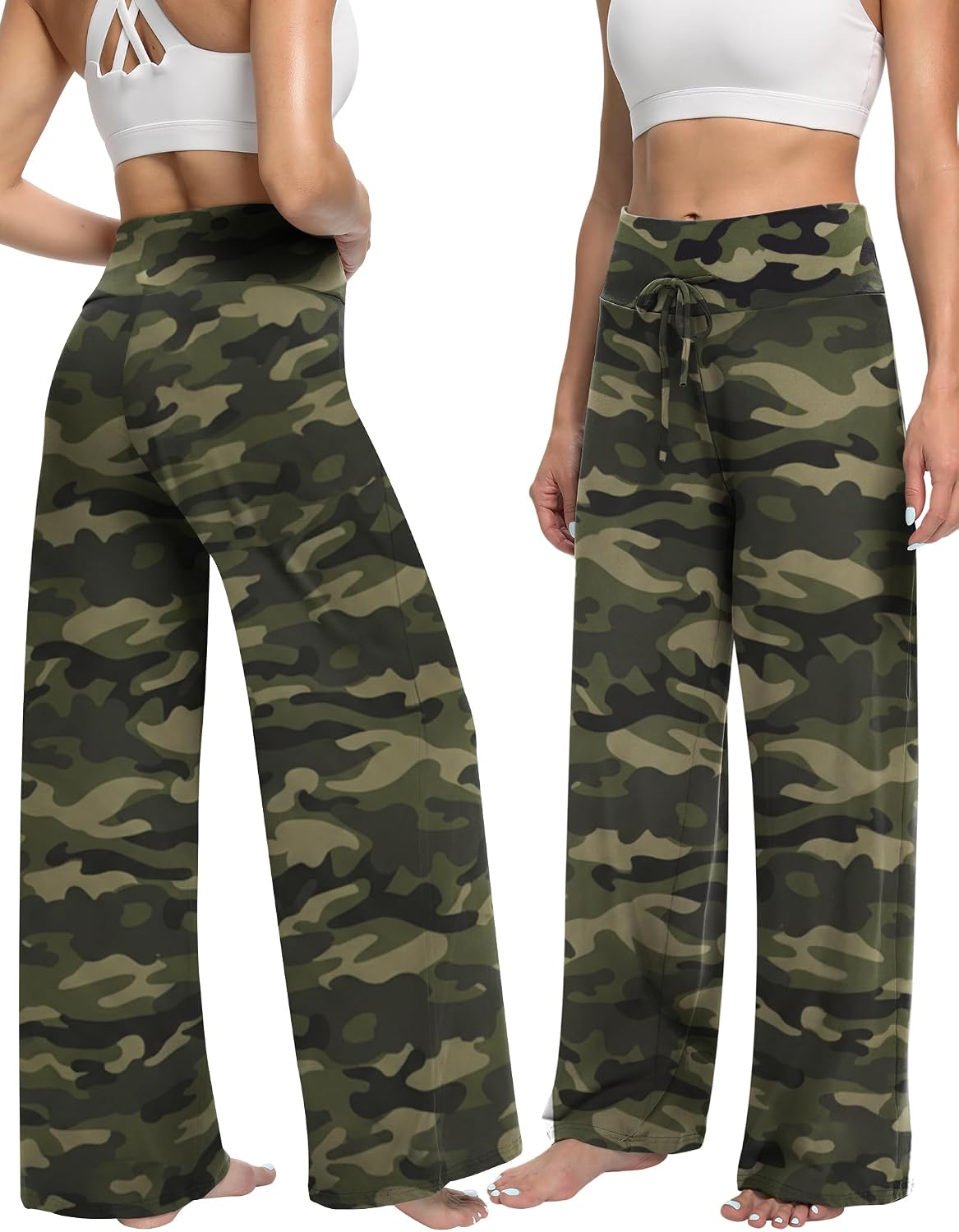 Wide Leg Pants for Women, Flowy Palazzo Yoga Pants Lounge Comfy Casual Drawstring Maternity Trousers 22”/ 30” thumbnail